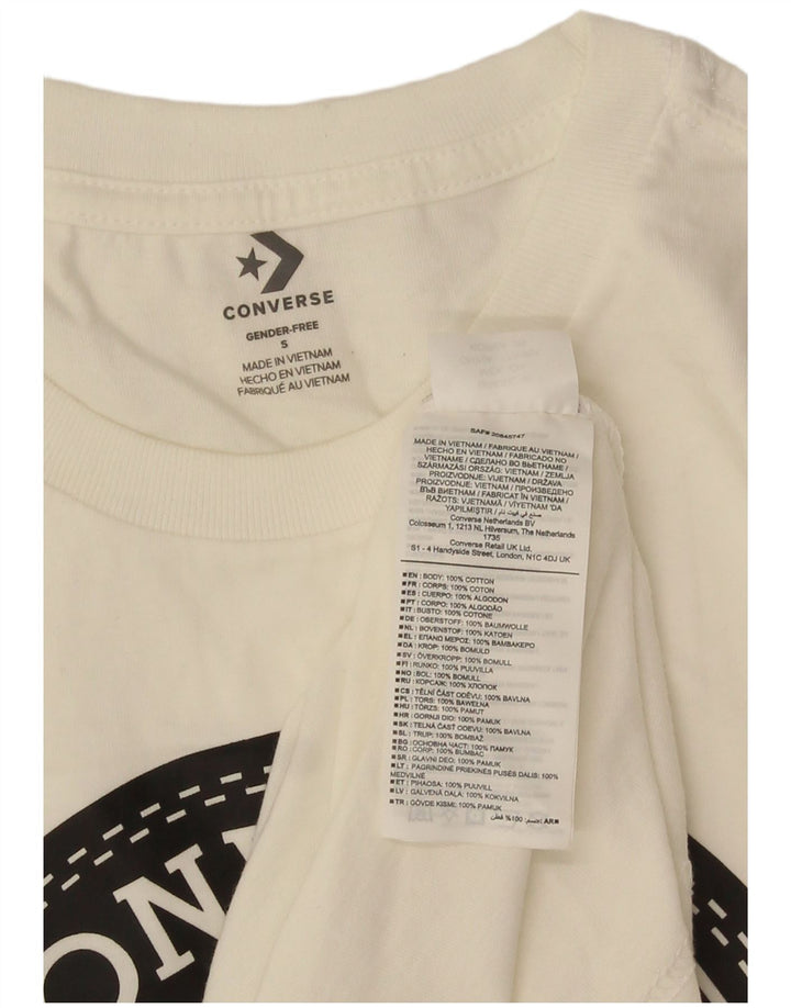 Converse Mens Graphic T-Shirt Top Small Off White Cotton