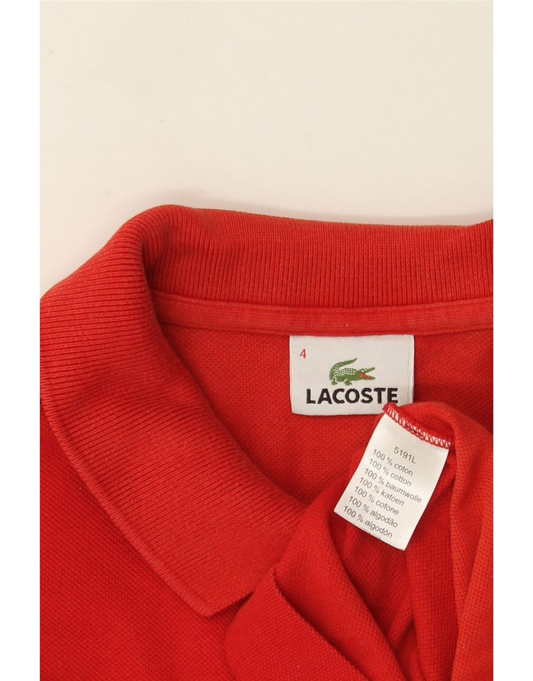 Lacoste Mens Polo Shirt Size 4 Medium Red Cotton