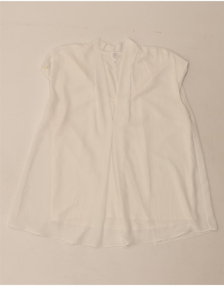 JOHN LEWIS Womens Sleeveless Blouse Top UK 12 Medium  White Polyester Vintage John Lewis and Second-Hand John Lewis from Messina Hembry 