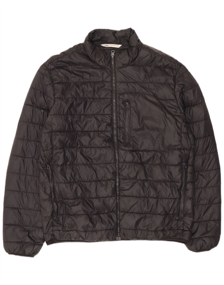 ZARA Mens Padded Jacket UK 44 2XL Black Nylon