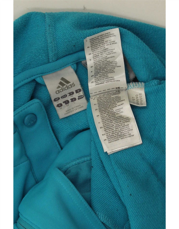 Adidas Womens Zip Hoodie Sweater UK 12 Medium Blue Colourblock Polyester