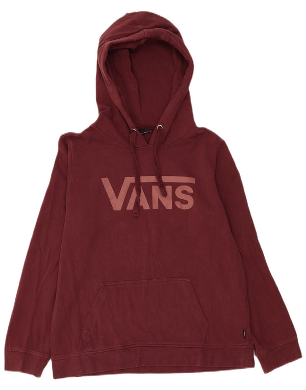 Vans Womens Graphic Hoodie Jumper UK 16 Large Burgundy Cotton