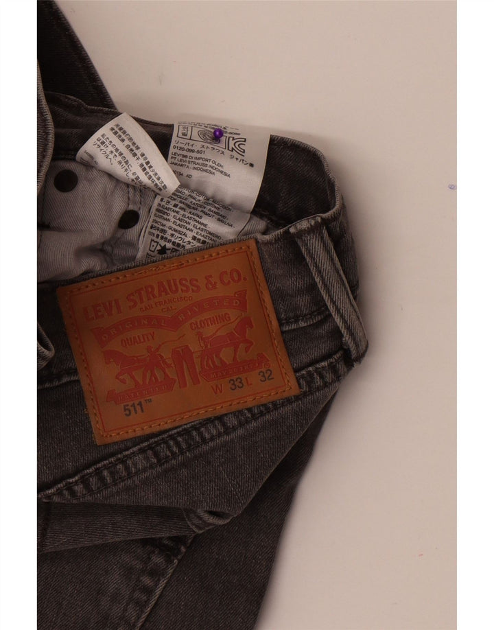 Levi's Mens 511 Slim Jeans W33 L32 Grey Cotton