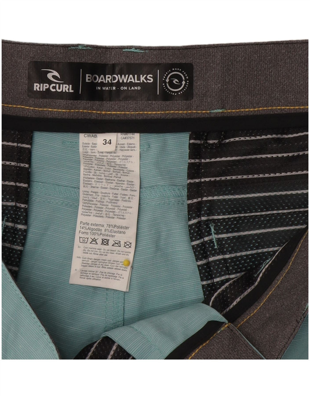 Rip Curl Mens Chino Shorts W34 Large  Blue Flecked Polyester