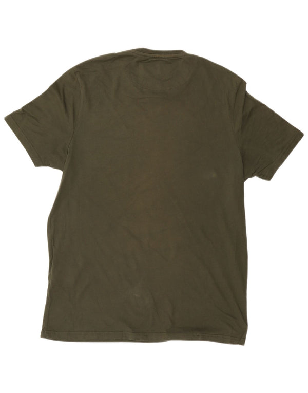 LYLE & SCOTT Mens T-Shirt Top Large Khaki Colourblock Cotton