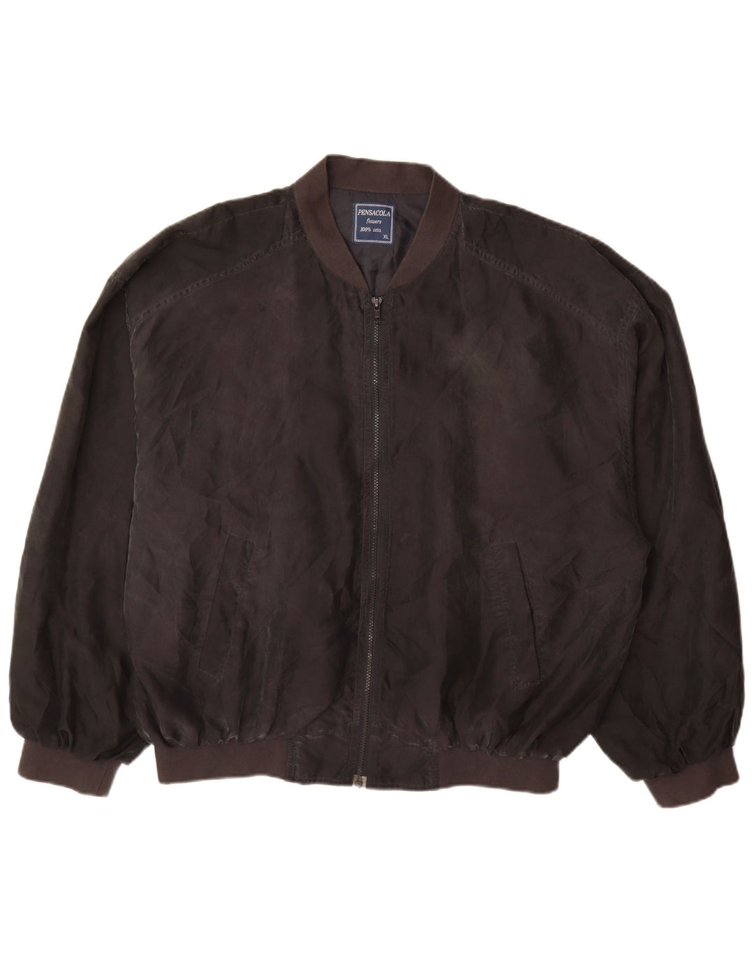 Pensacola Mens Bomber Jacket UK 42 XL Black Silk