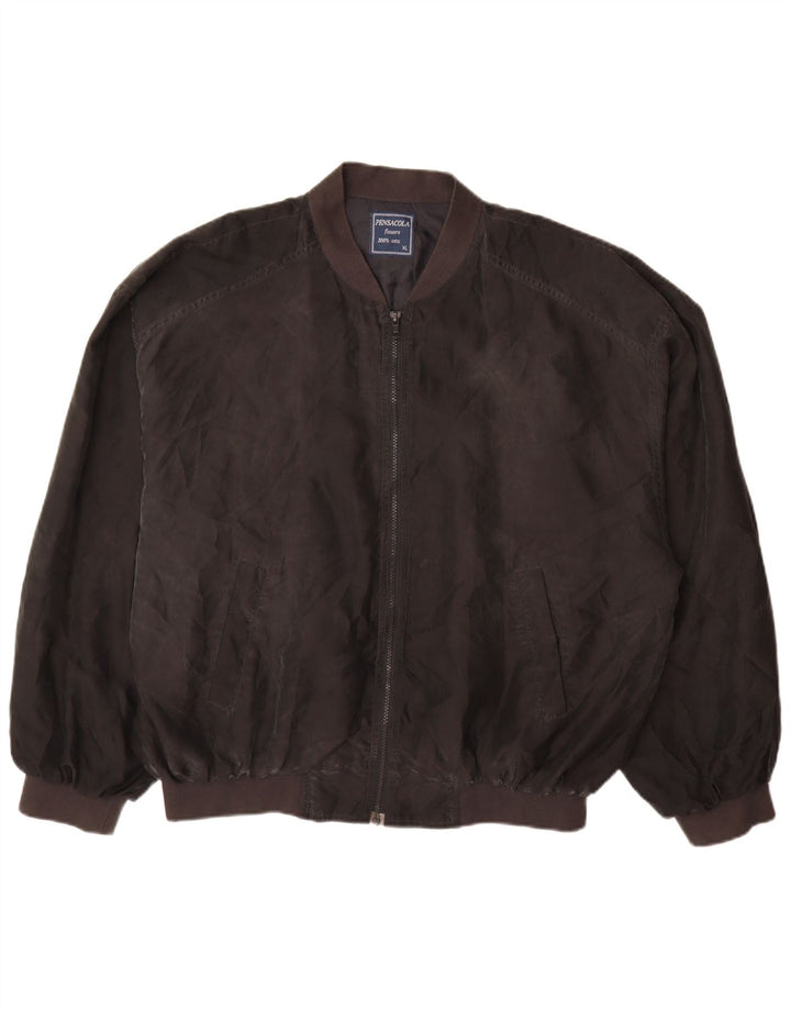 Pensacola Mens Bomber Jacket UK 42 XL Black Silk