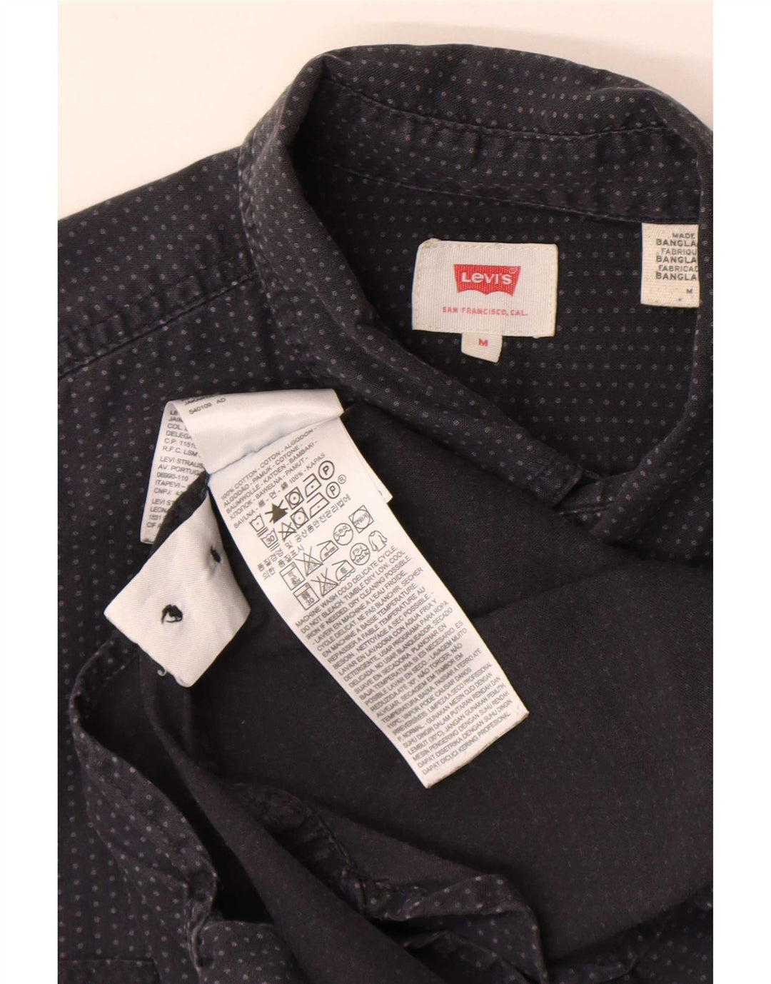Levi's Mens Shirt Medium Navy Blue Spotted Cotton