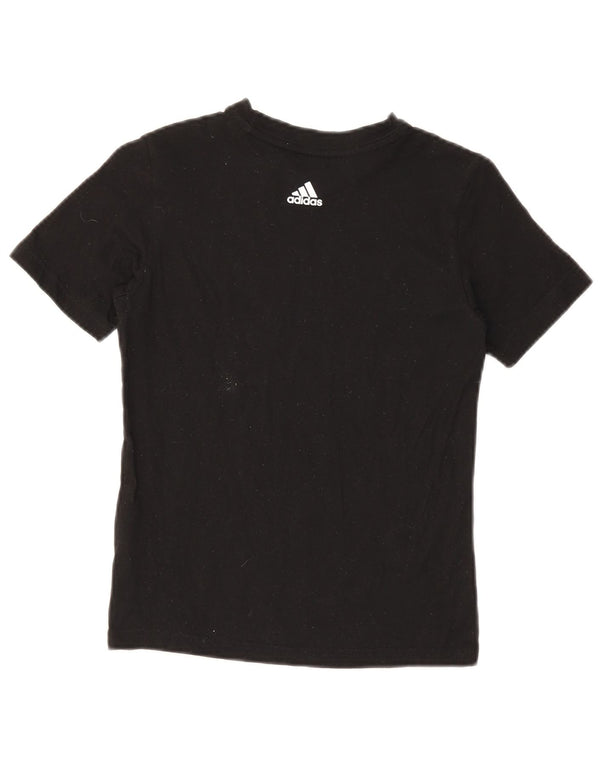 Adidas Boys Graphic T-Shirt Top 9-10 Years Black Cotton
