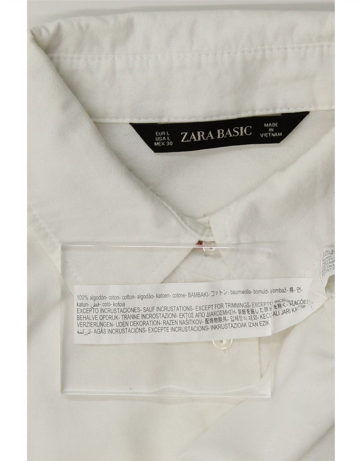 ZARA Womens Military Shirt UK 16 Large White Cotton Vintage Zara and Second-Hand Zara from Messina Hembry 