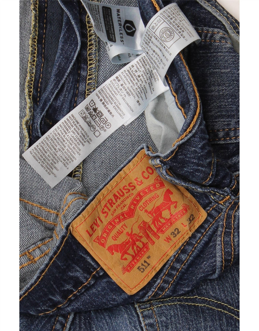 Levi's Mens 511 Slim Jeans W32 L32 Blue Cotton
