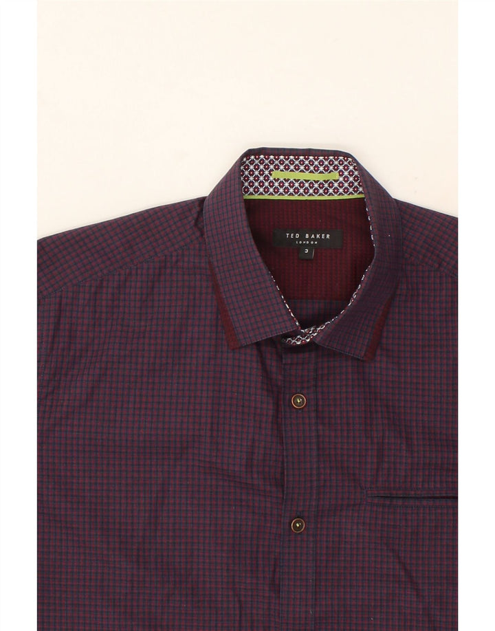 TED BAKER Mens London Shirt Size 3 Medium Purple Check Vintage Ted Baker and Second-Hand Ted Baker from Messina Hembry 