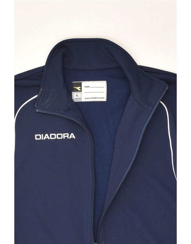 DIADORA Boys Tracksuit Top Jacket 15-16 Years Large  Navy Blue Polyester | Vintage Diadora | Thrift | Second-Hand Diadora | Used Clothing | Messina Hembry 