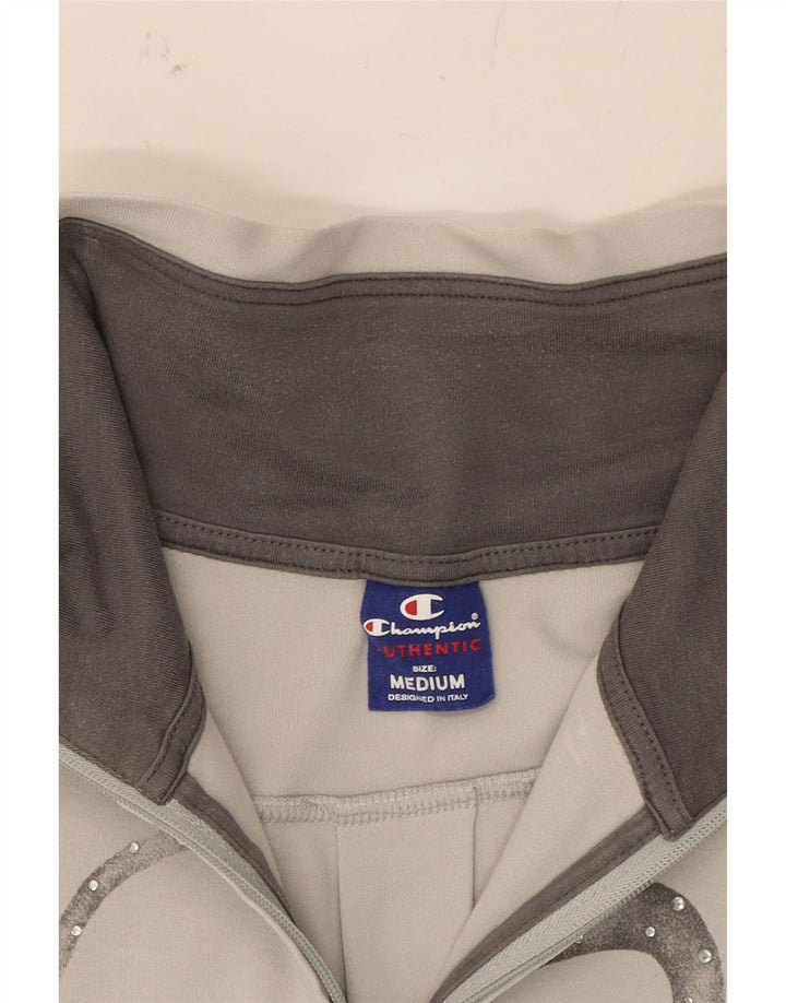 CHAMPION Womens Graphic Tracksuit Top Jacket UK 14 Medium Grey Cotton Vintage Champion and Second-Hand Champion from Messina Hembry 