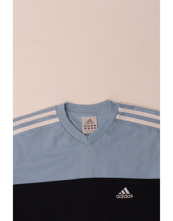 ADIDAS Mens T-Shirt Top UK 34/36 Small Blue Colourblock Cotton