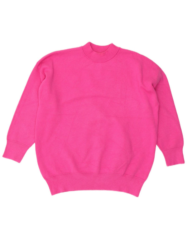 Zara Womens Oversized Crew Neck Jumper Sweater UK 14 Medium Pink Viscose