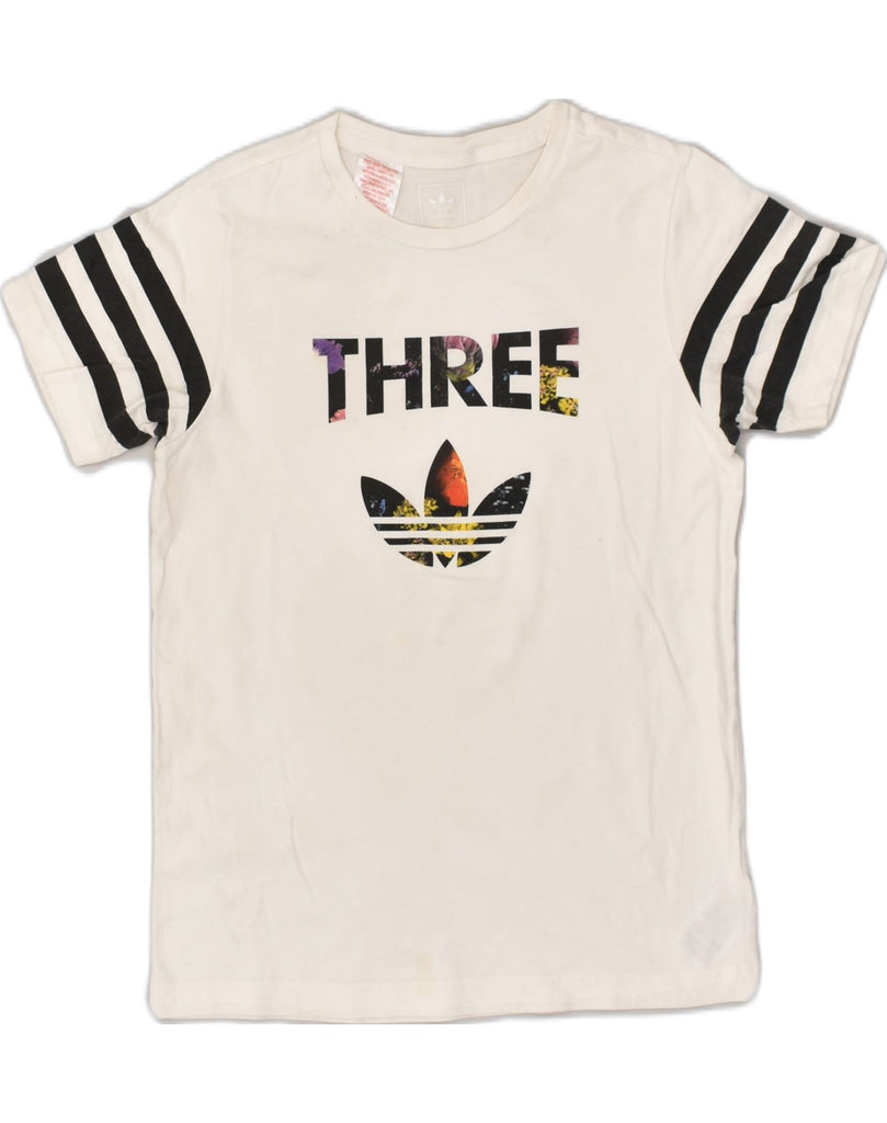 ADIDAS Boys Graphic T-Shirt Top 11-12 Years White Cotton | Vintage Adidas | Thrift | Second-Hand Adidas | Used Clothing | Messina Hembry 