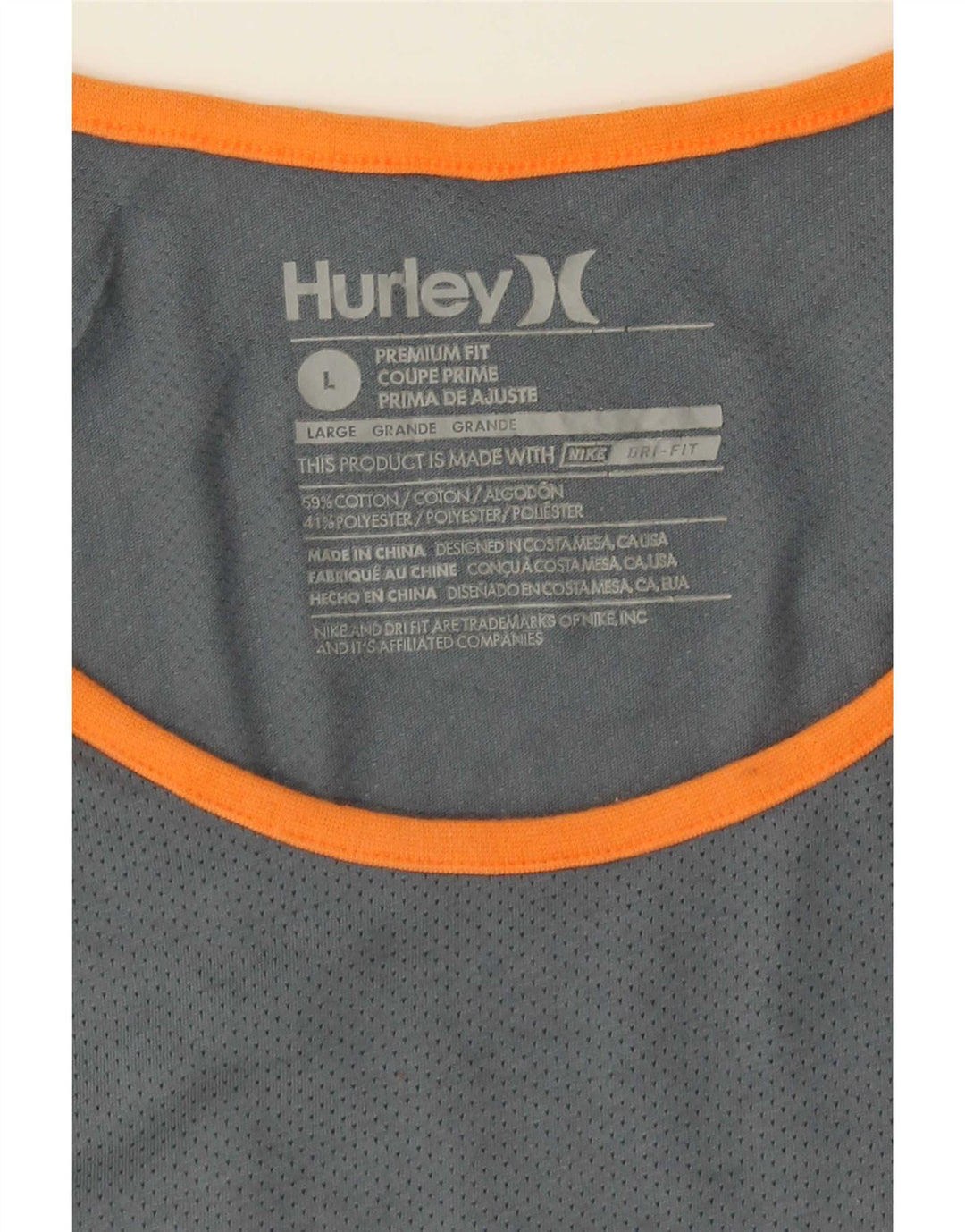 Hurley Mens Premium Fit Vest Top Large Grey Striped Cotton