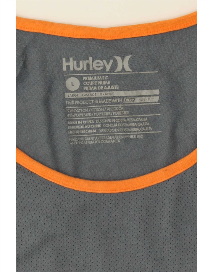 Hurley Mens Premium Fit Vest Top Large Grey Striped Cotton