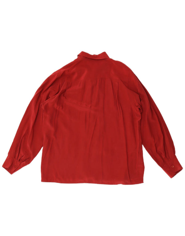 Vintage Womens Shirt Blouse EU 44 XL Maroon Silk