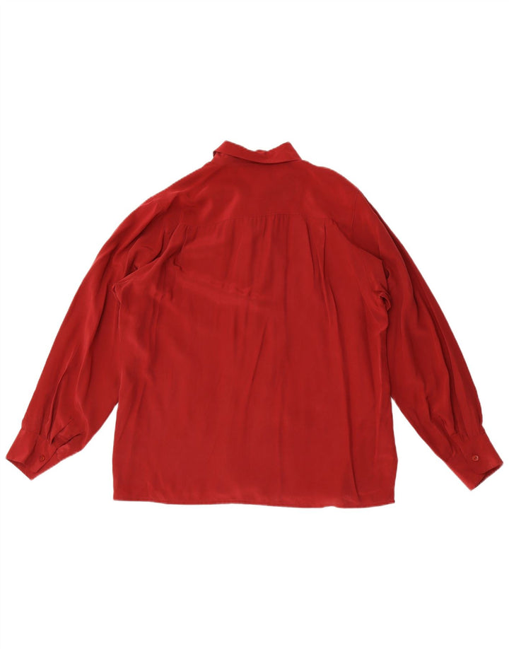 Vintage Womens Shirt Blouse EU 44 XL Maroon Silk