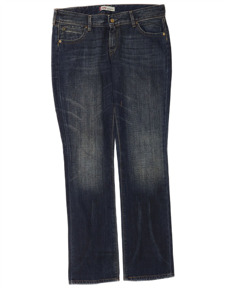 Levi's Womens 470 Straight Jeans W33 L34 Navy Blue Cotton