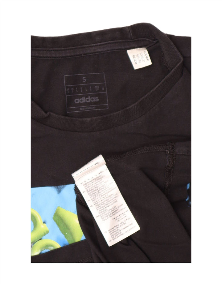 ADIDAS Mens Graphic T-Shirt Top Small Black Cotton Vintage Adidas and Second-Hand Adidas from Messina Hembry 