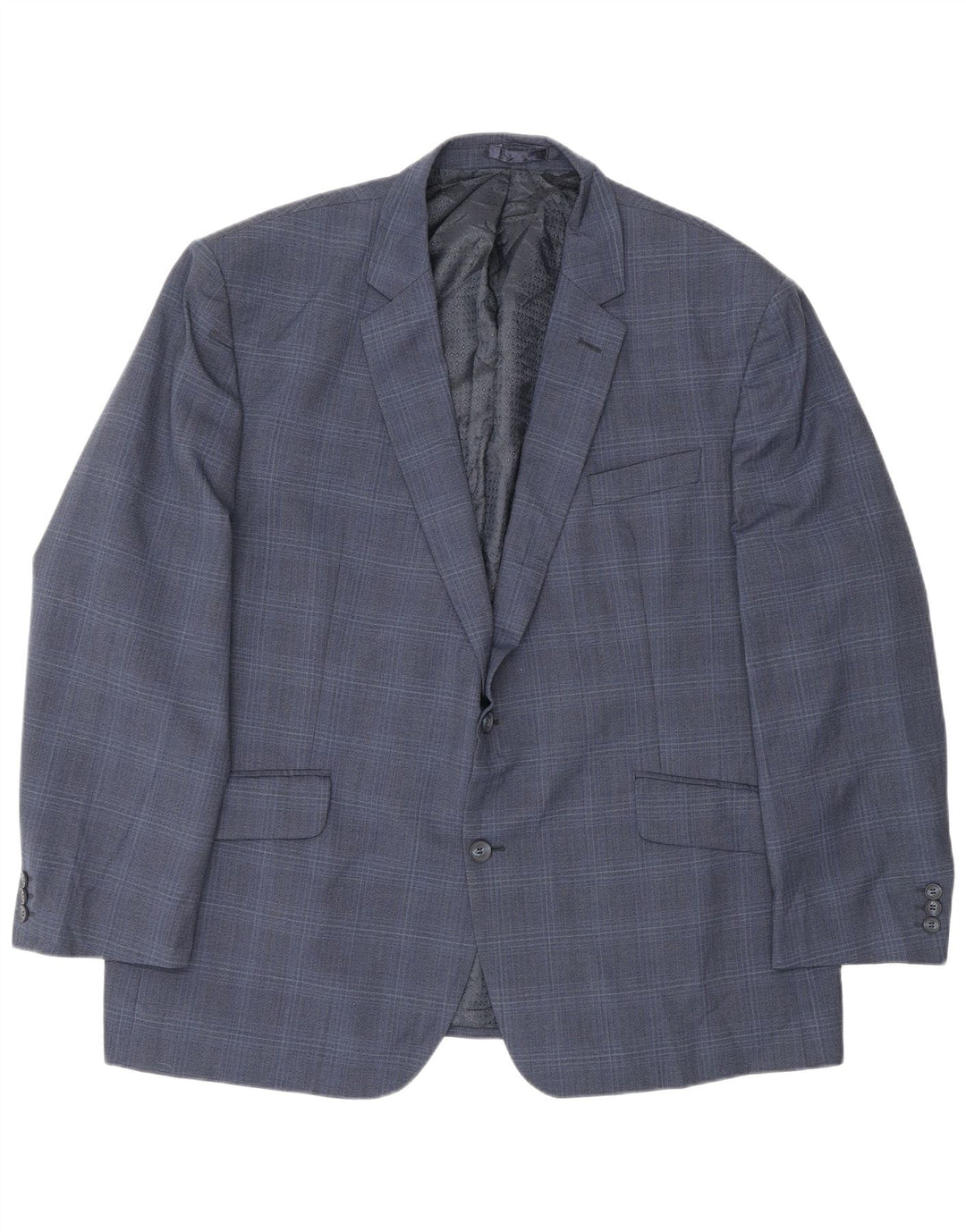 Pierre Cardin Mens 2 Button Blazer Jacket UK 50 5XL Navy Blue Check