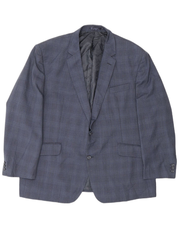Pierre Cardin Mens 2 Button Blazer Jacket UK 50 5XL Navy Blue Check