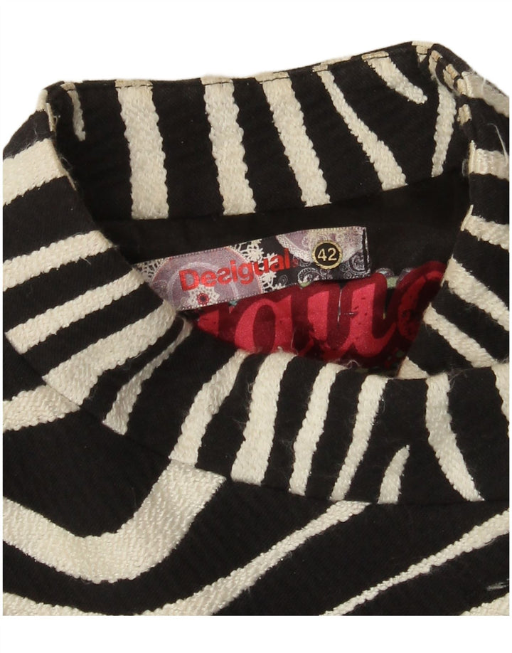 Desigual Womens Overcoat EU 42 Large Black Animal Print