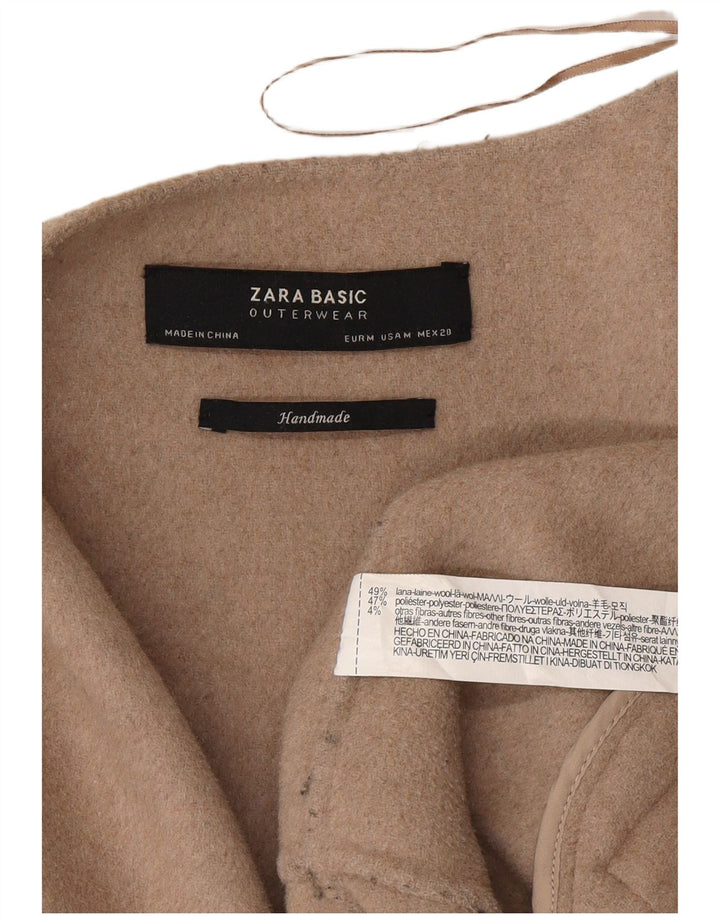 Zara Womens Handmade Overcoat UK 14 Medium Beige Wool
