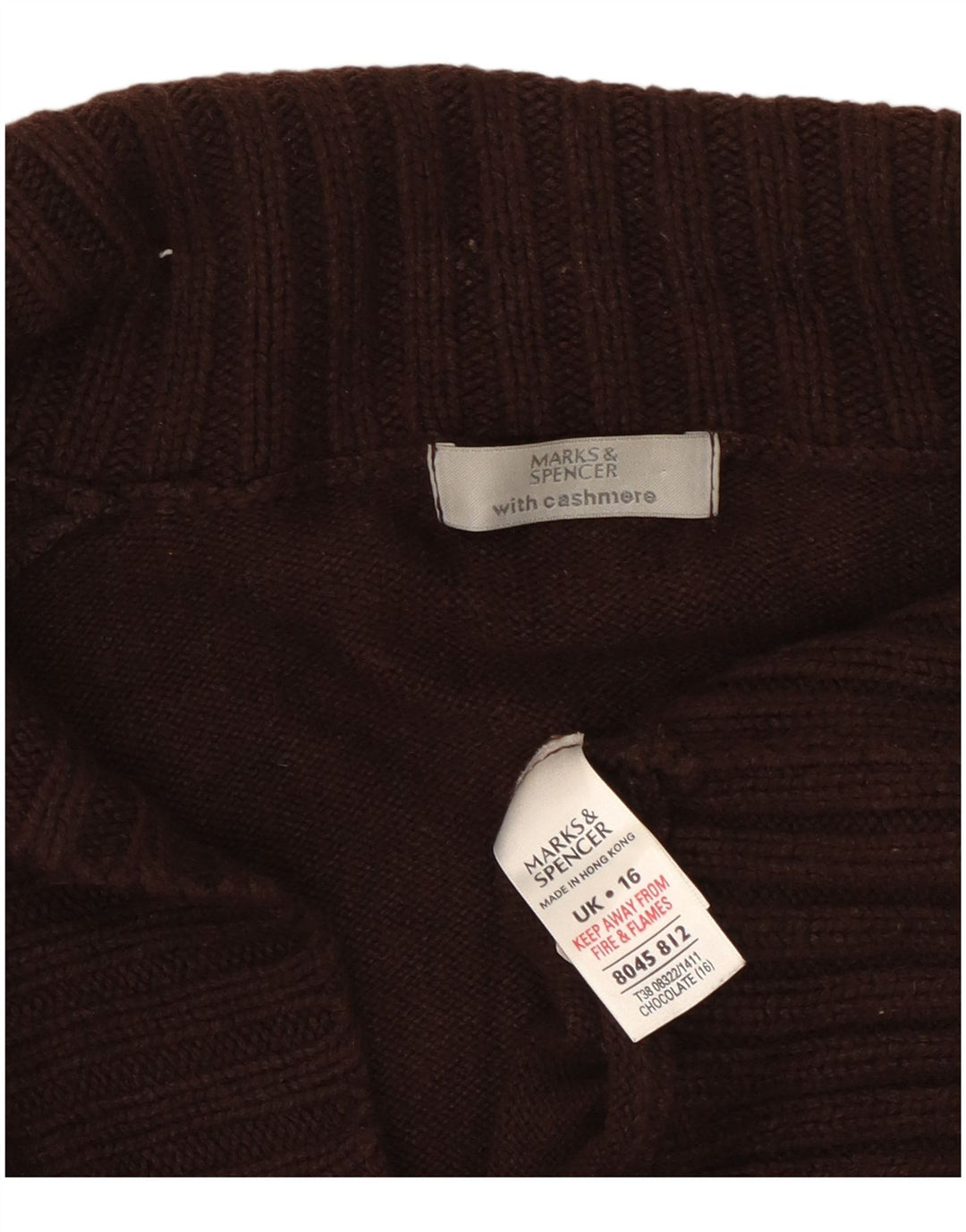 Marks & Spencer Womens Cardigan Sweater UK 16 Large  Brown Cotton