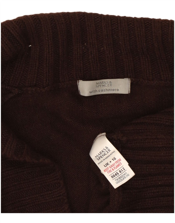 Marks & Spencer Womens Cardigan Sweater UK 16 Large  Brown Cotton