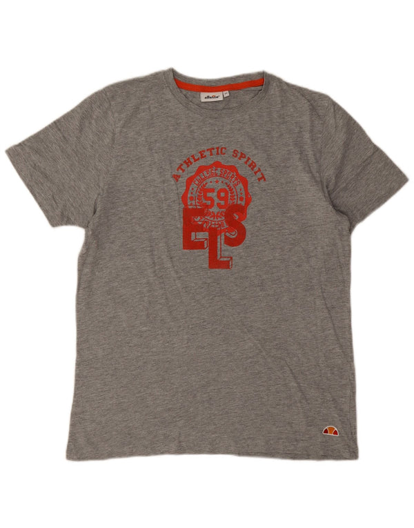 Ellesse Mens Graphic T-Shirt Top Medium Grey Flecked Cotton
