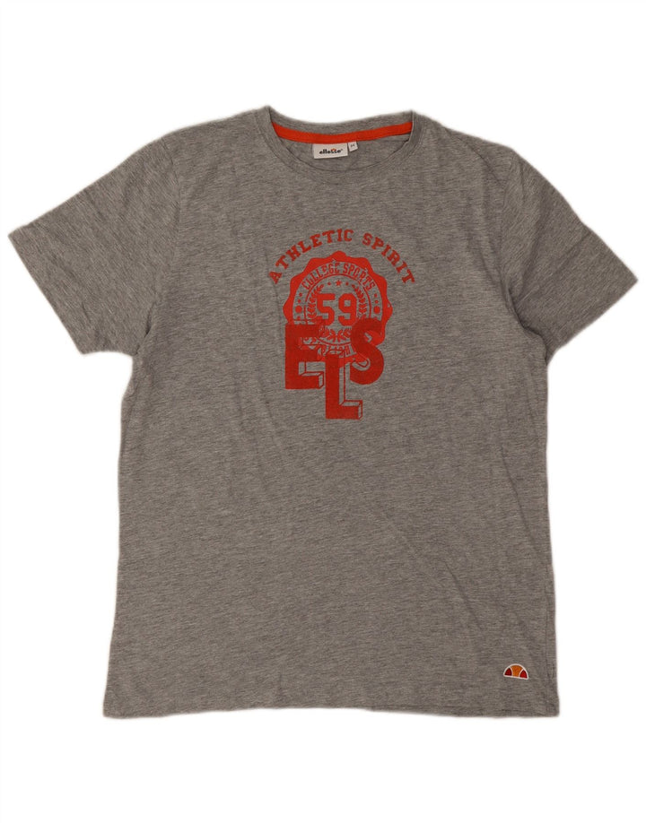 Ellesse Mens Graphic T-Shirt Top Medium Grey Flecked Cotton