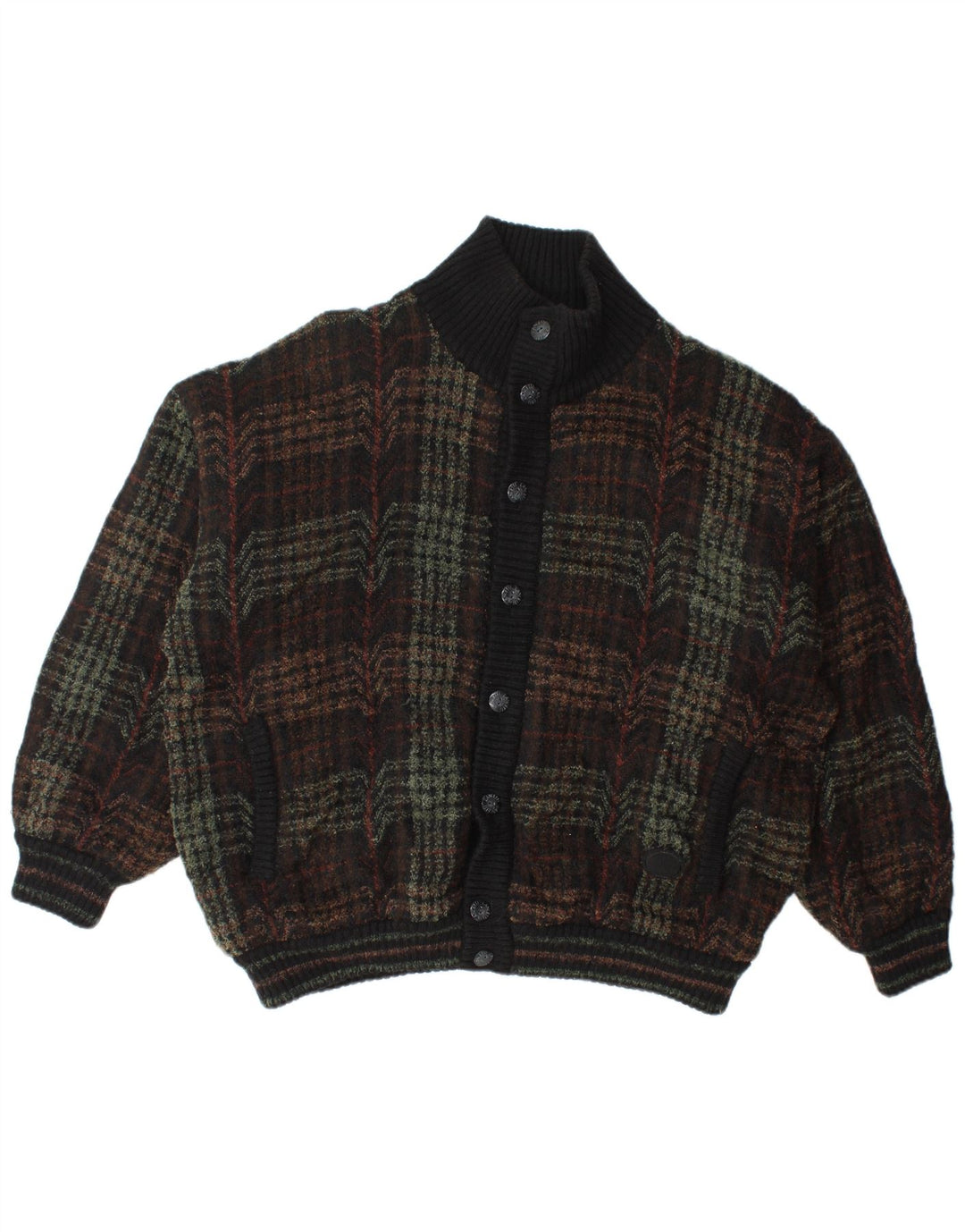 Lancetti Mens Knit Bomber Jacket UK 40 Large Green Check