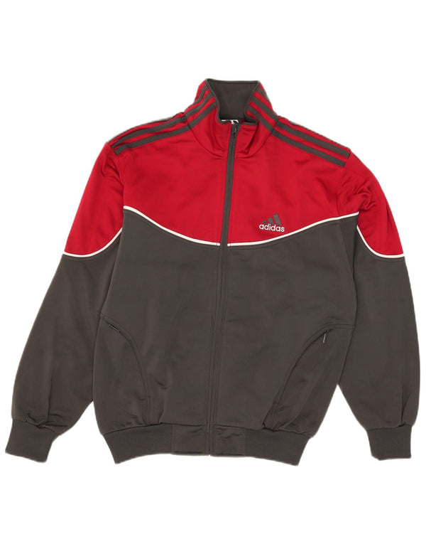 Adidas Boys Graphic Tracksuit Top Jacket 13-14 Years Grey Colourblock
