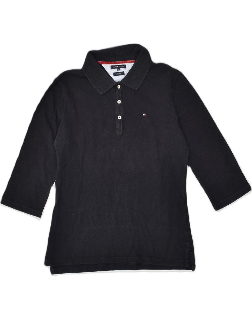 TOMMY HILFIGER Womens Slim Fit 3/4 Sleeve Polo Shirt UK 16 Large Black | Vintage Tommy Hilfiger | Thrift | Second-Hand Tommy Hilfiger | Used Clothing | Messina Hembry 