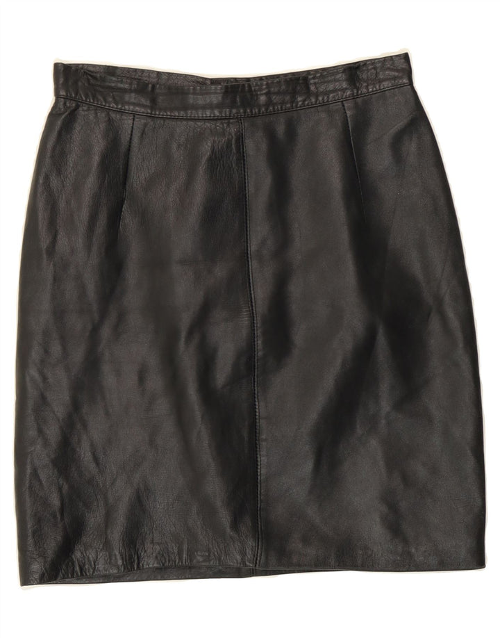 VINTAGE Womens Leather Skirt IT 42 Medium W28 Black Vintage Vintage and Second-Hand Vintage from Messina Hembry 