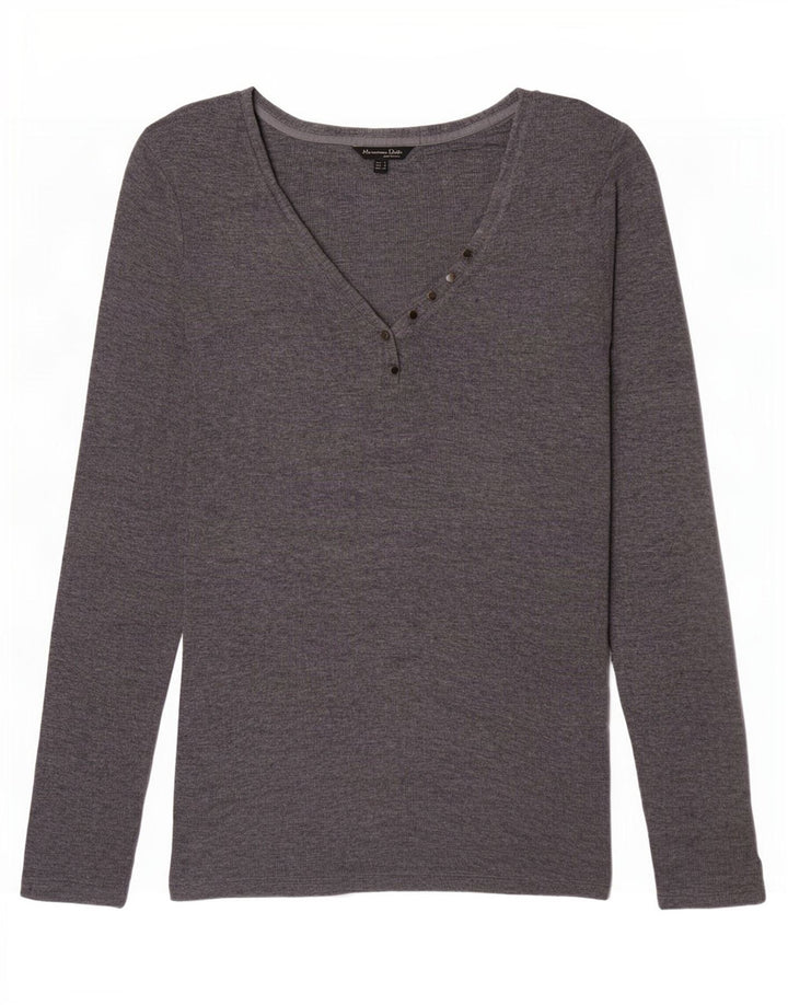Massimo Dutti Womens Top Long Sleeve UK 10 Small Grey