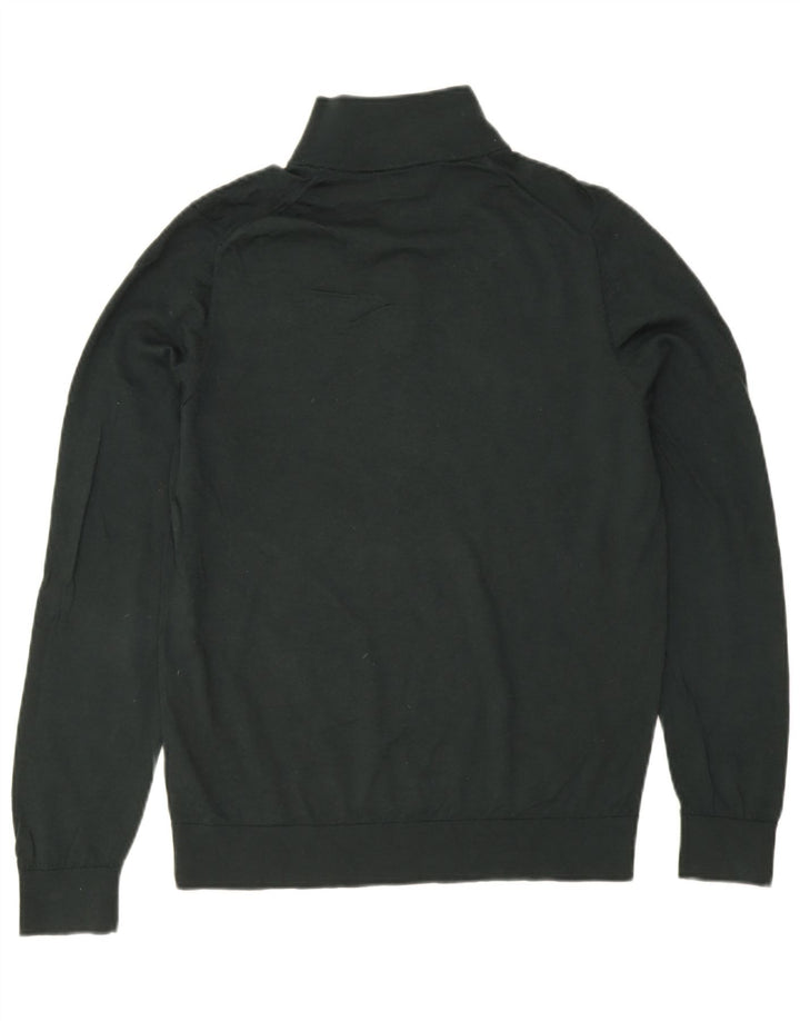 Massimo Dutti Mens Zip Neck Jumper Sweater Large Green Merino Wool