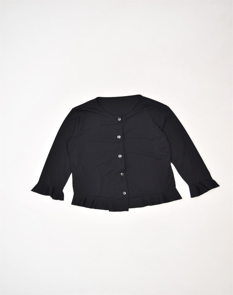 VINTAGE Womens 3/4 Sleeve Shirt Blouse UK 12 Medium Black Nylon | Vintage | Thrift | Second-Hand | Used Clothing | Messina Hembry 