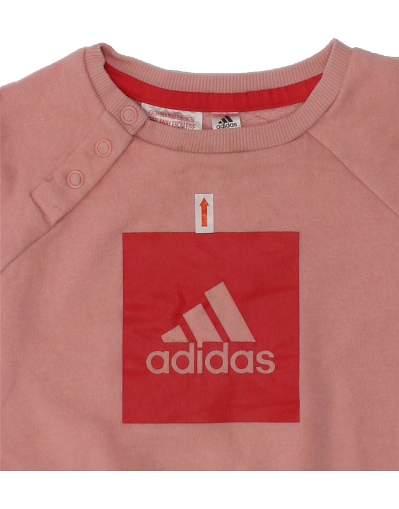 ADIDAS Baby Girls Graphic Sweatshirt Jumper 9-12 Months Medium  Pink | Vintage Adidas | Thrift | Second-Hand Adidas | Used Clothing | Messina Hembry 