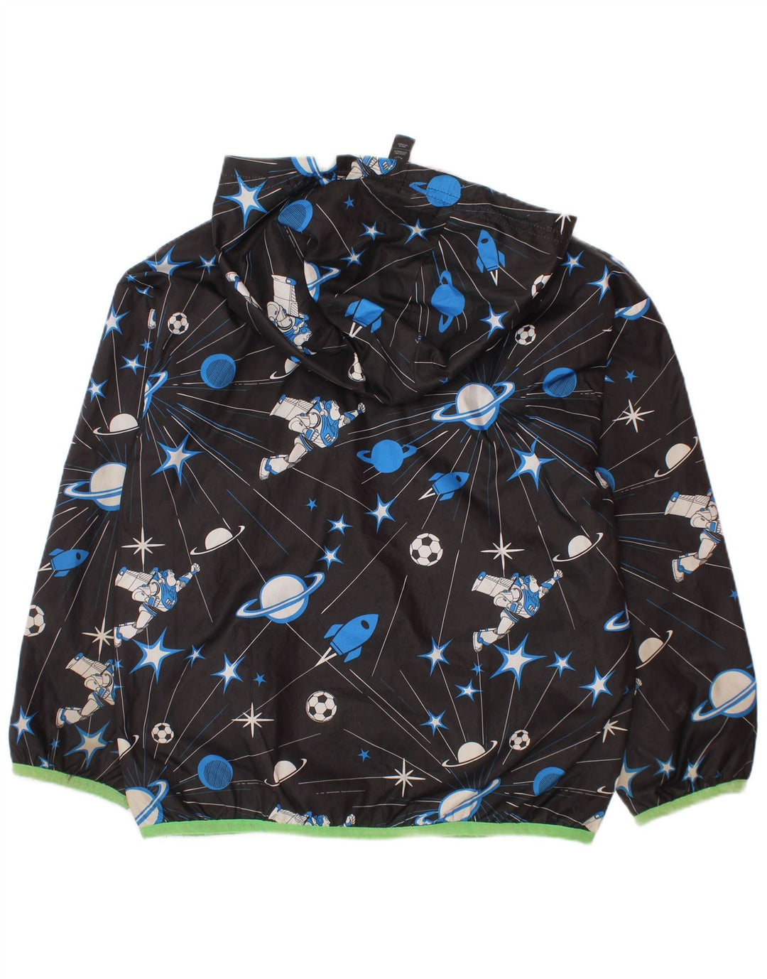 Adidas Boys Hooded Rain Jacket 5-6 Years Black Geometric Polyester