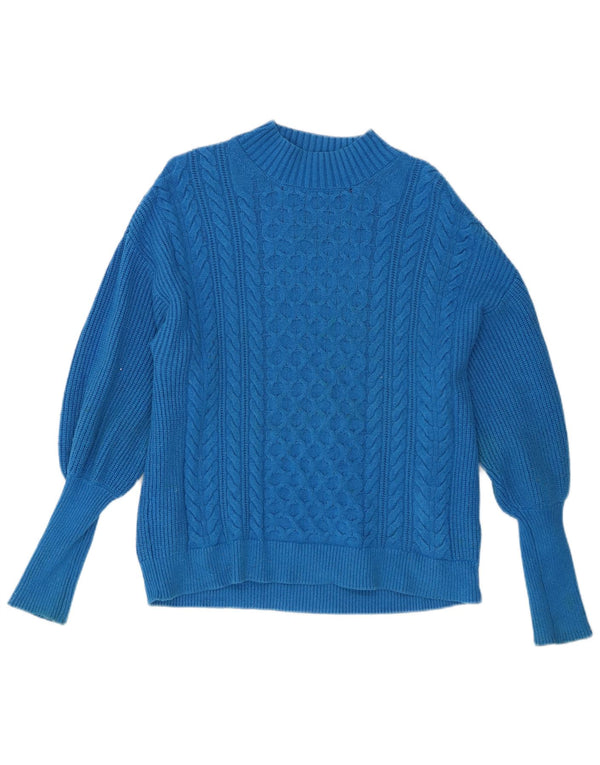 Marks & Spencer Womens Turtle Neck Jumper Sweater UK 16 Large Blue Viscose