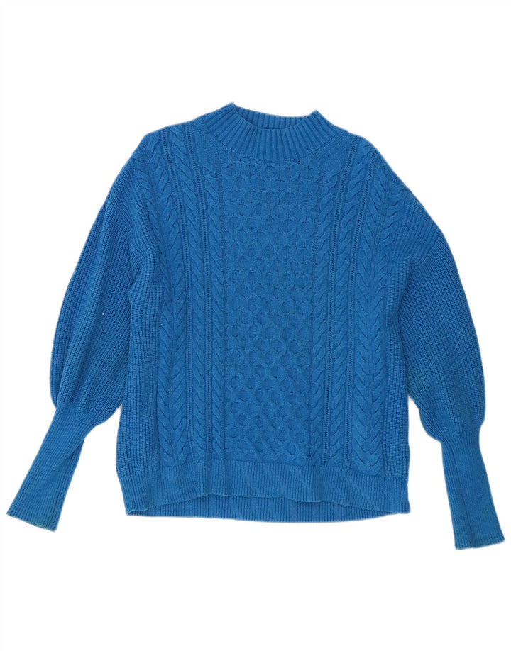 Marks & Spencer Womens Turtle Neck Jumper Sweater UK 16 Large Blue Viscose