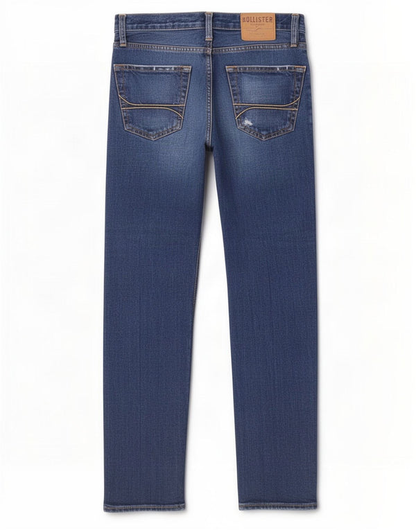 Hollister Mens Distressed Slim Jeans W28 L30 Navy Blue Cotton