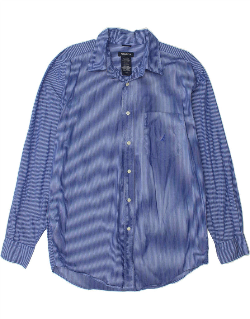 NAUTICA Mens Shirt Large Blue Pinstripe Cotton Vintage Nautica and Second-Hand Nautica from Messina Hembry 
