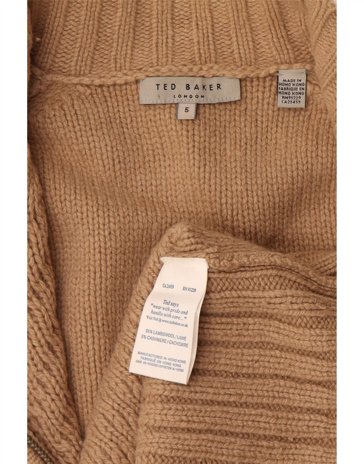 Ted Baker Mens Cardigan Sweater Size 5 XL Beige Lambswool