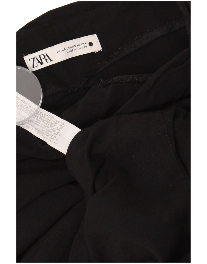 Zara Womens Crop One Shoulder Top UK 6 XS Black Viscose